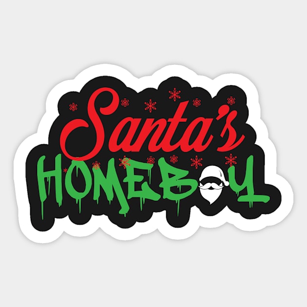 Santa's Homeboy Shirt Sticker by atomicapparel